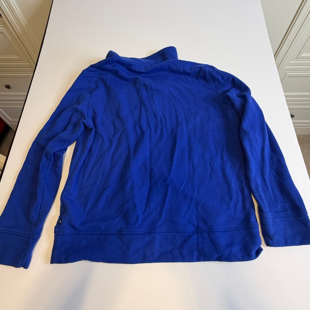 Nautica Mens Royal Blue Quarter Zip Fleece Pullover Sweatshirt Logo Large